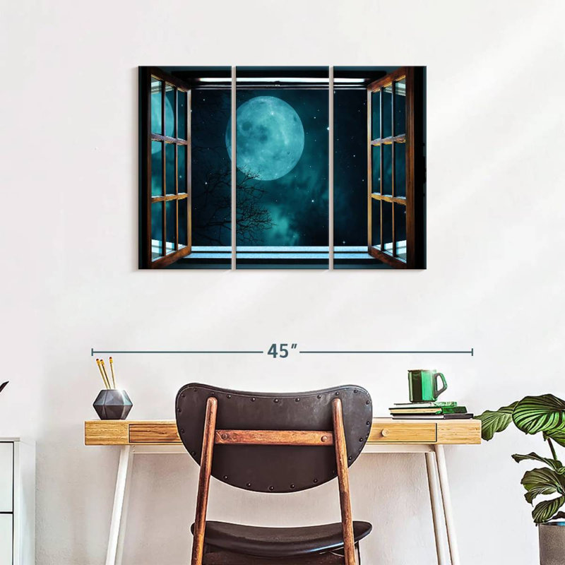 " Moon Sparkles " 3 - Pieces, 24" H x 38" W x 1.25" D