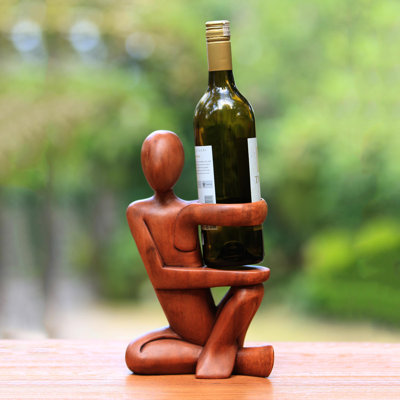 Buckler Solid Wood Tabletop Wine Bottle Rack in Brown