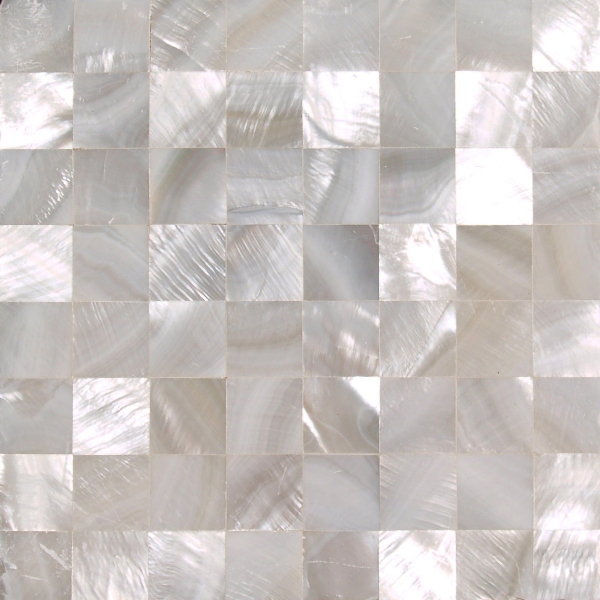 SeaTile 4" x 4" Natural Shell Listello/Border Tile in White Mother of Pearl (Set of 9) Matrix-Z