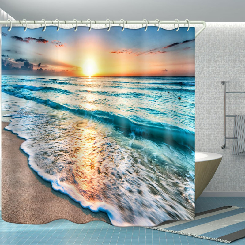 Rideau de douche Sunset Beach - tissu imperméable 72 x 72 po