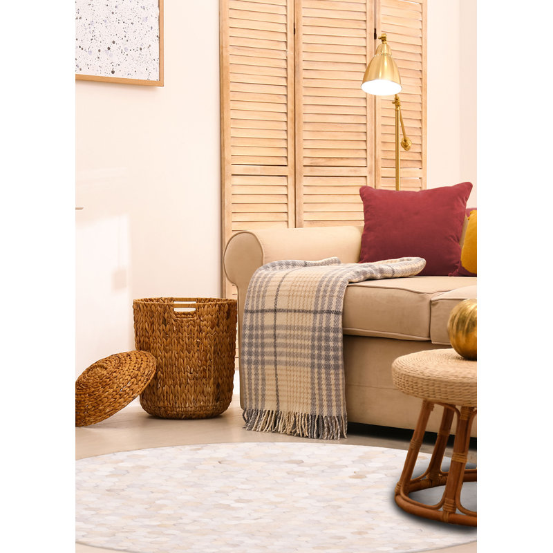 Cowhide Patchwork Cream Rug 5'1" x 5'1"