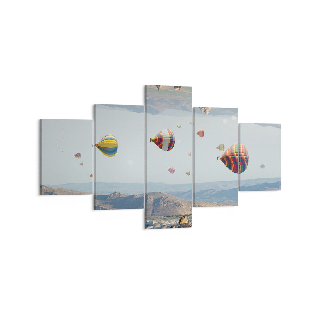 5-tlg. Leinwandbilder-Set Surrealism Flight Balloons