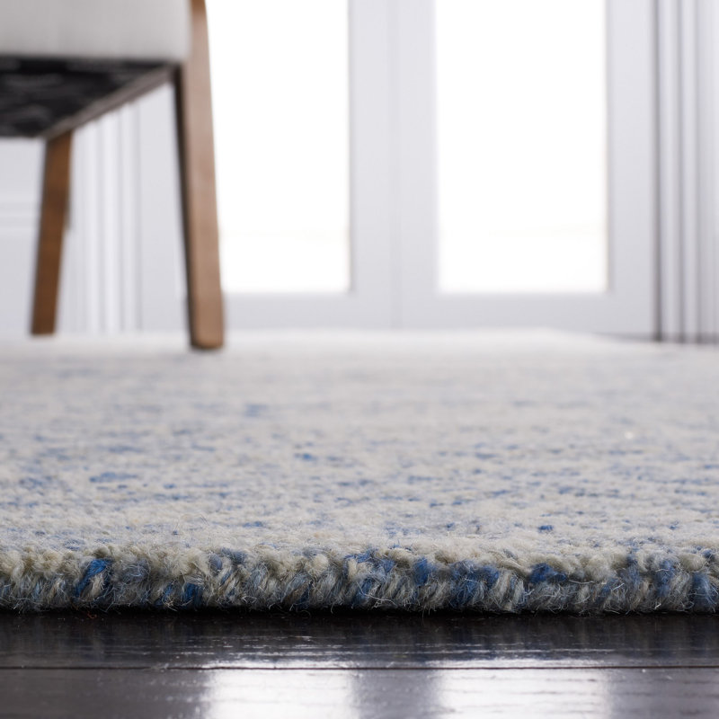 Blue and Ivory Hand-Tufted Wool 8' x 10' Area Rug