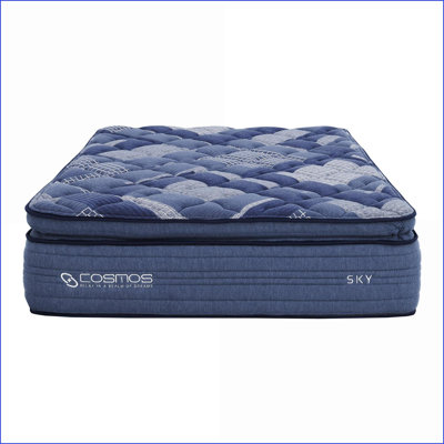 Sofas Modern King Size with Pocket Innerspring Memory Foam | Super Soft Fabric | Blue+Multi | Foam+Spring