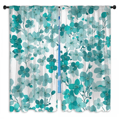 Floral Window Curtains  Nature Sheer & Room Darkening - 2 Panels