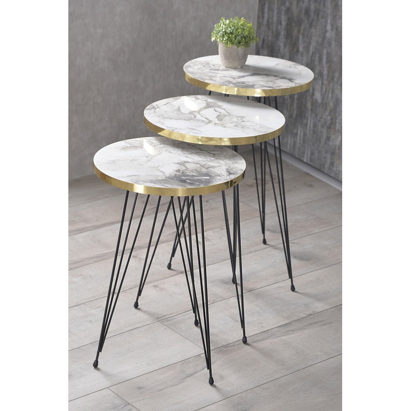 Laila 14 cm W Console Table, White Marble