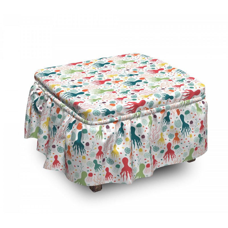 Ensemble de housse pour repose-pieds à coussin de boîte 2 pièces octopus ocean