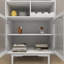 Armoire à vin blanche avec porte-bouteilles amovible et porte-verres