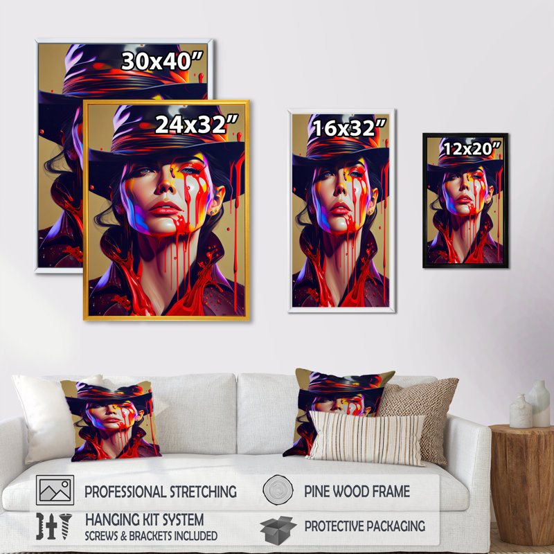 «Femelle Criminel Mastermind VII», impression sur toile, H 32 po x l 16 po x P 1 po, Cadre flottant noir