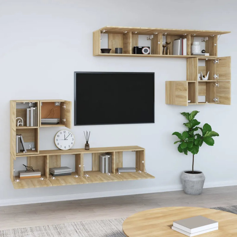 Lichtwardt Unfinished Floating Entertainment Centre for TVs up to 28", Sonoma Oak