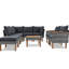 9 conversation de patio avec éléments en bois, canapé modulaire en PE, table basse, coussins épais et confortables, intempéries, pattes de mobilier d'extérieur et de table multi-configurations, canapé modulaire, structure, housses amovibles