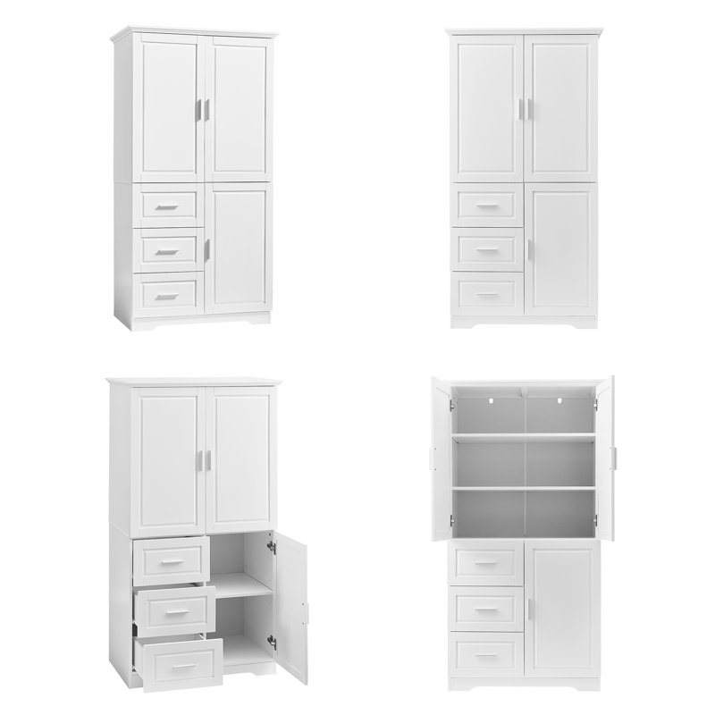 Armoire de rangement haute et large avec portes, Blanc