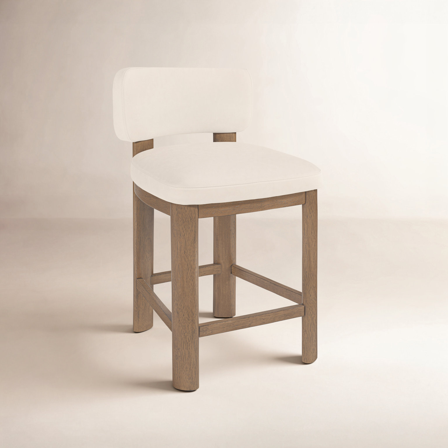 26" Bar Stool, Beige Vegan Leather, Brown