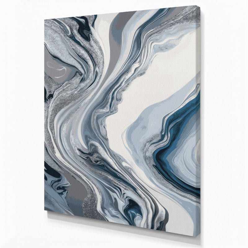 Abstrait art fluide sur toile grise 25, H 14 po x l 11 po