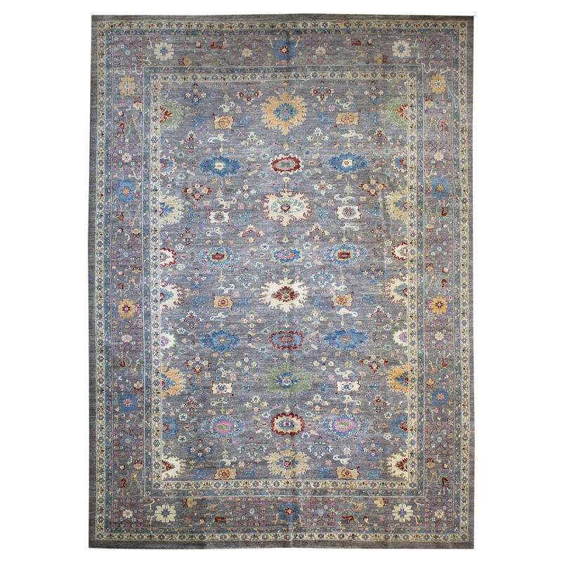 Tapis mauve / bleu / gris Tabriz 10 pi x 13 pi 10 po One-of-a-Kind Tabriz