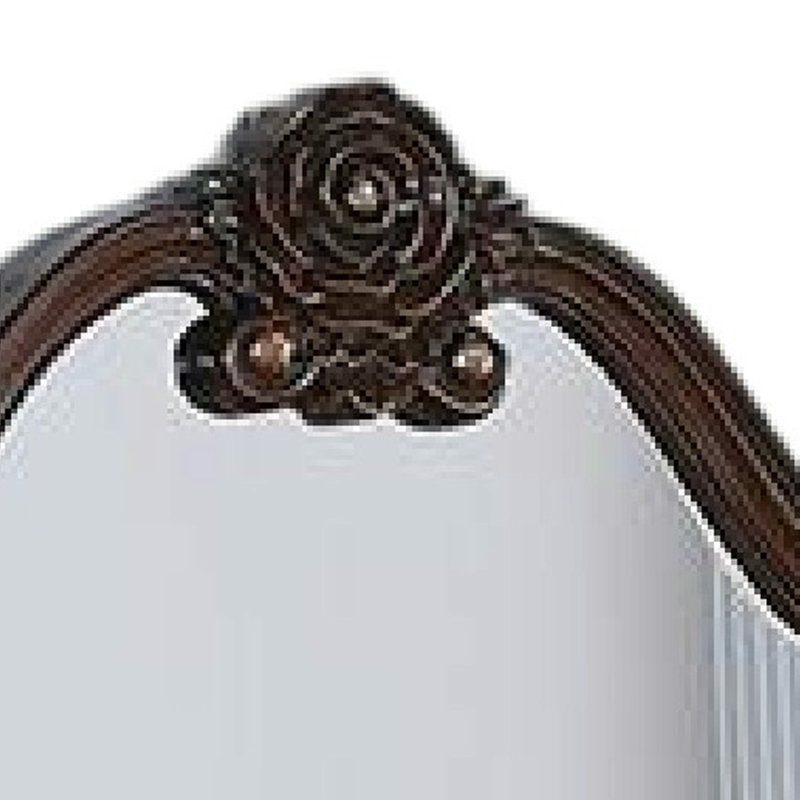 Miroir de commode Ventra, 51 po, bois de cerisier brun arqué classique, Brun cerisier