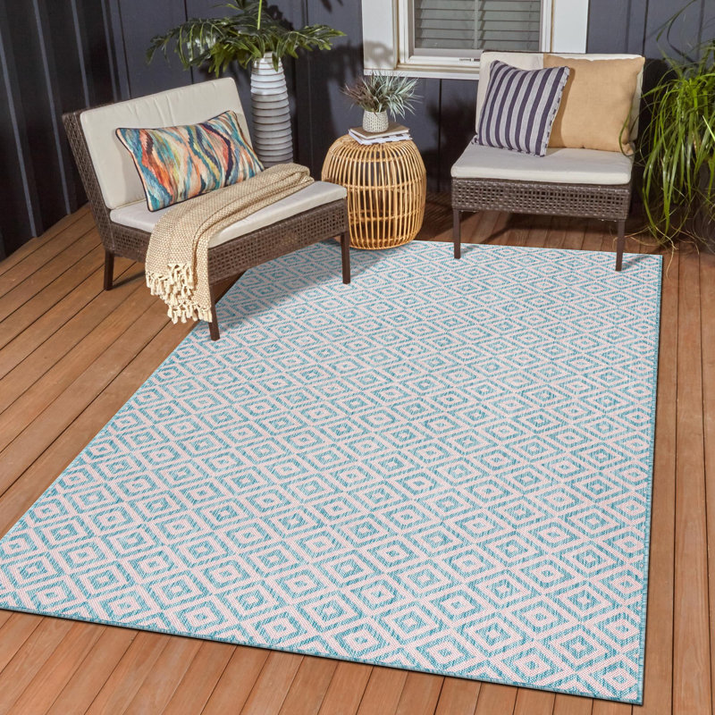 Tapis d'extérieur de couleur turquoise, Rectangle 2 pi 2 po x 3 pi