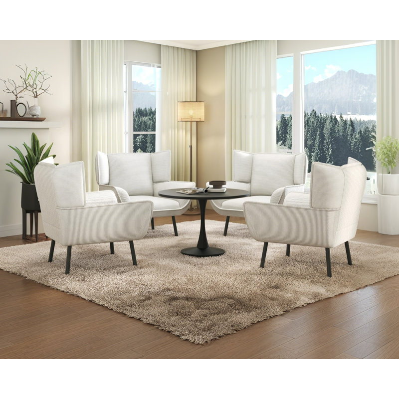 Ensemble de chaises à dossier haut 31,2 po Corduroy, Blanc