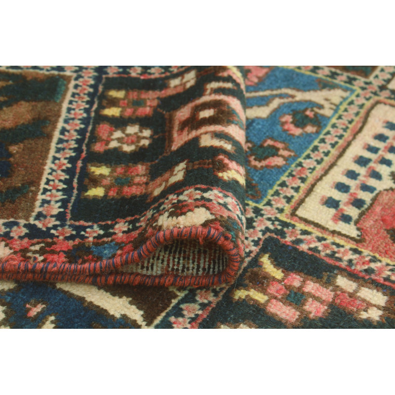 One-of-a-Kind 4' x 6'7" 1980s Rectangle Wool Area Rug in Blue and Brown