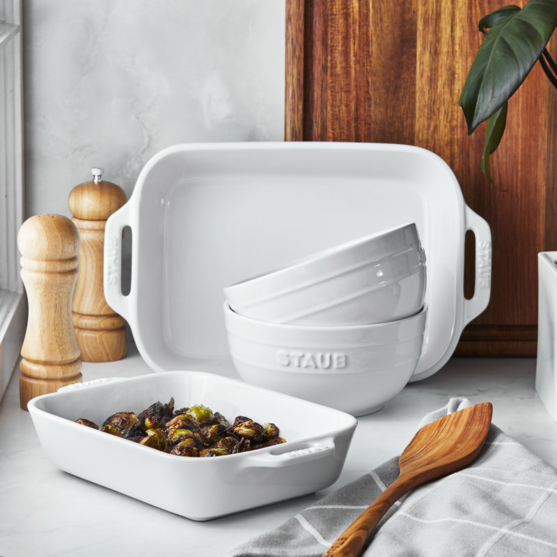 Ceramics 4 Piece Baker Set, White