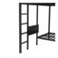 Très grand lit simple au-dessus de très grand lit simple avec garde-robe intégrée, lit superposé en métal avec bureau pliable, noir