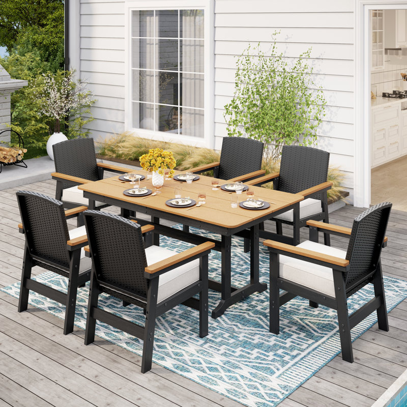 Rectangular 7 - Piece 6 - Person 95.5Cm Outdoor Table Set
