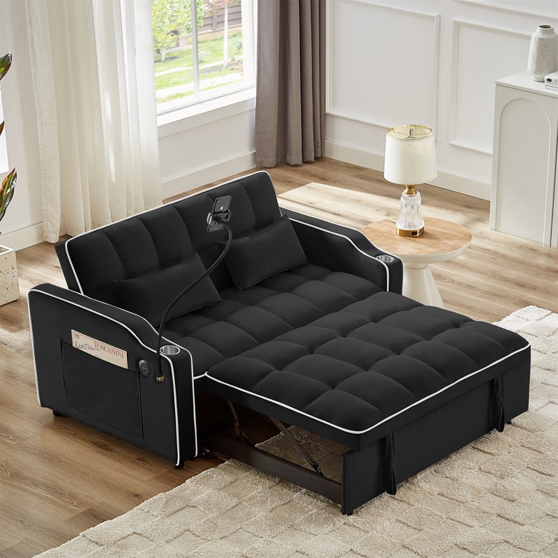 1 canapé-lit pliable polyvalent en 3 longueurs, Noir