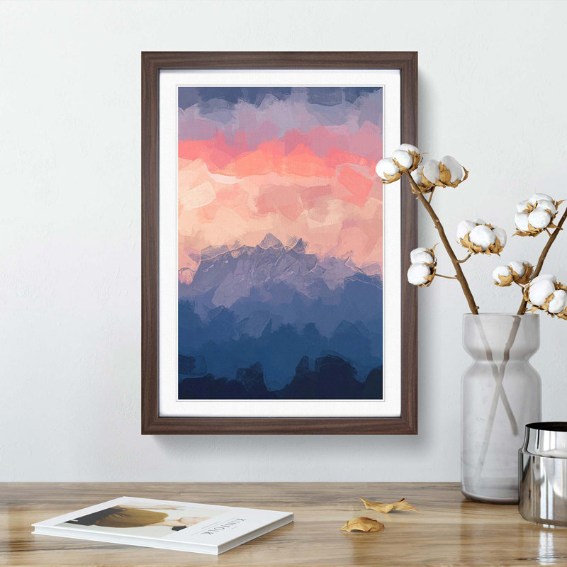 Swiss Mountain in Abstract - Framed Print, 87cm H x 62cm W x 2cm D, Walnut Framed