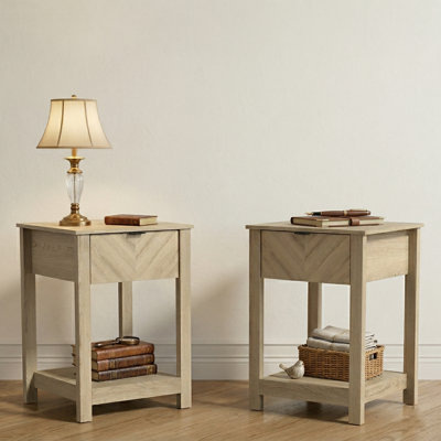Table de chevet 1 tiroir avec tablette ouverte Aleshire