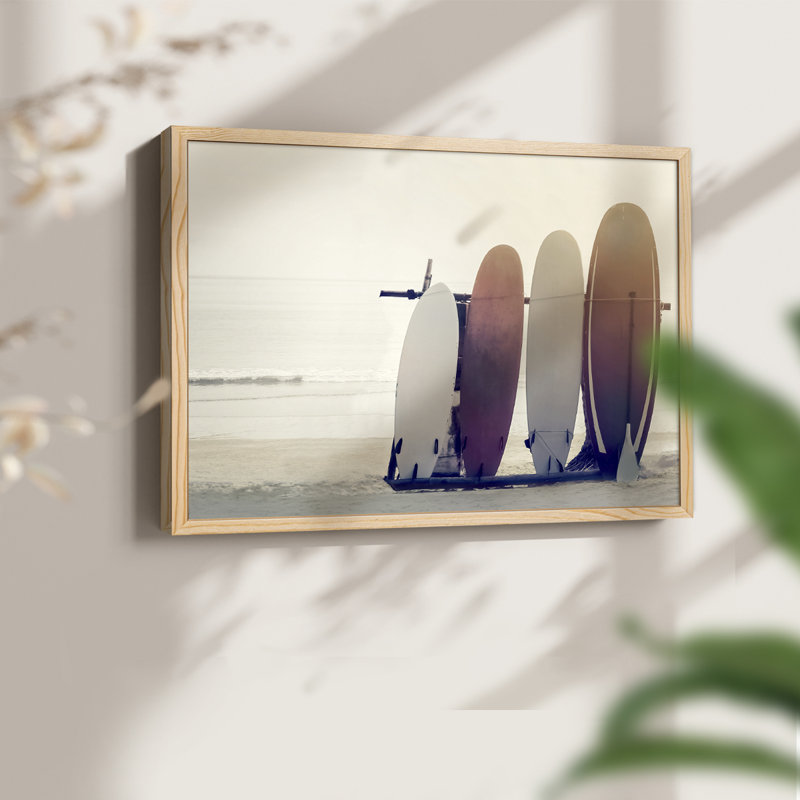 Waiting for the Surf -Framed Print - Restickable, Naturel, H 11 po x l 14 po