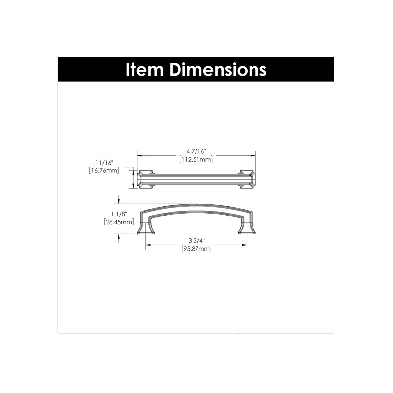 Bridges Collection Handle Pull - 3-3/4" Center to Center Cabinet Pull Oil-Rubbed Bronze Highlighted - Transitional, Deco Hardware for Drawers & Cabinets
