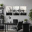 "Black and White", encre noire et blanche, ensemble de 3 toiles abstraites-131364624
