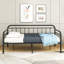 Structure de lit de jour en métal pour lit simple pour chambre à coucher, lit plateforme à lattes en acier robuste avec rangement sous le lit, sans sommier tapissier, noir