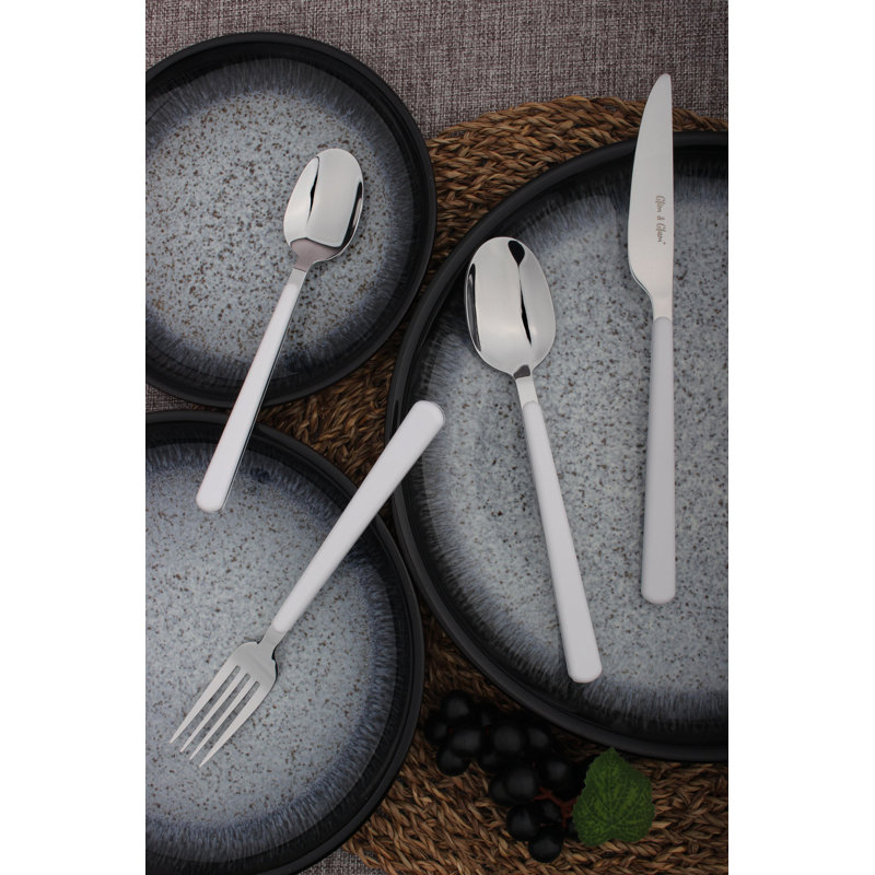 17 Stories Sirah 24 Piece Cutlery Set , Service for 6, White