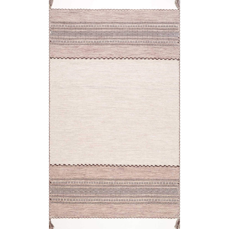 Tapis géométrique en coton tissé à la main et à plat Aleshire, Rectangle 4 pi x 6 pi