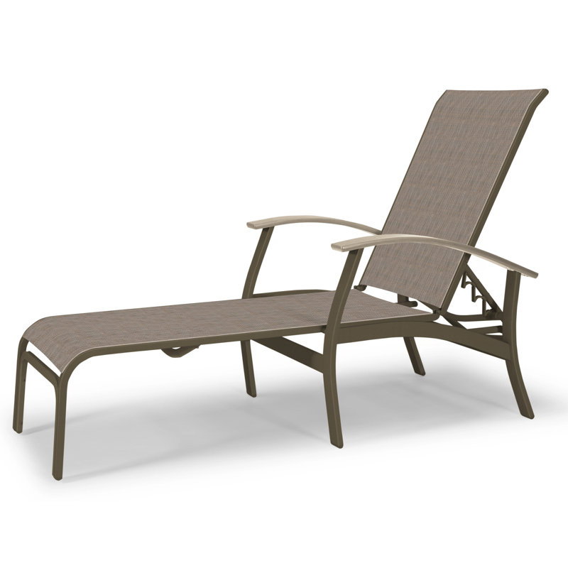 Askar Outdoor Rust-Resistant Metal Chaise Lounge, Textured Beachwood, Harper Taupe Sunbrella®, Desert P60