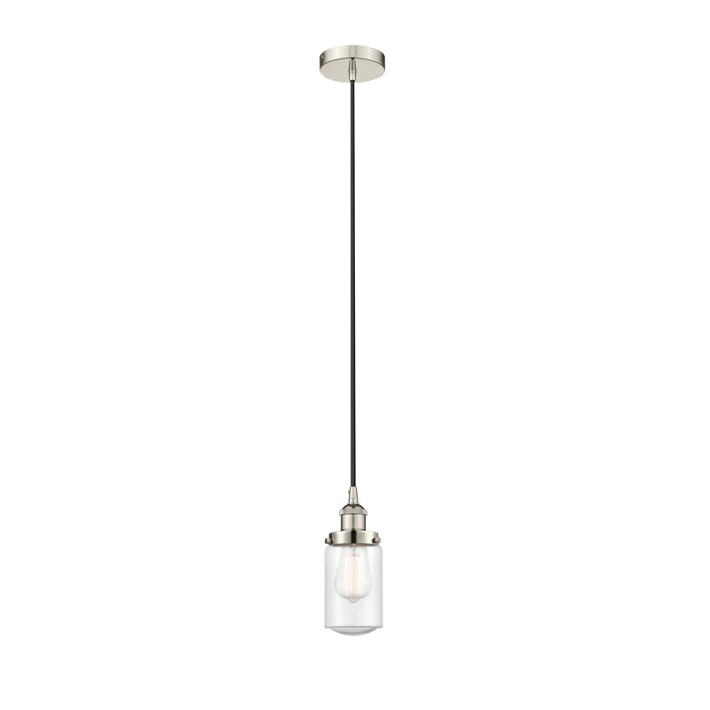 Luminaire suspendu cylindrique à 1 lumière Saroyan, Nickel poli, Bullé