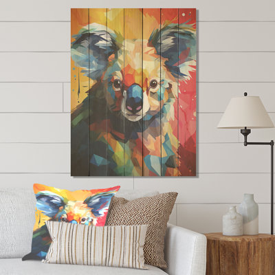 Popart Colorful Koala II - Koala Animal On Wood Print