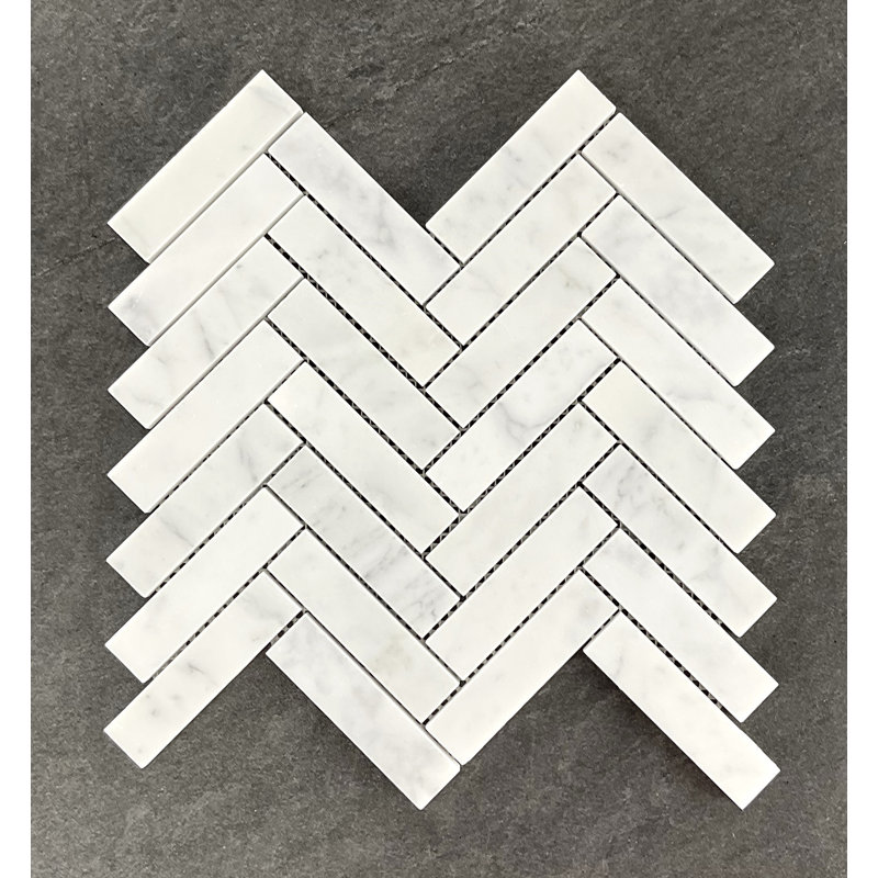 Carreau de mosaïque à chevrons / à chevrons blanc de Carrare (finition polie) 1 po x 4 po