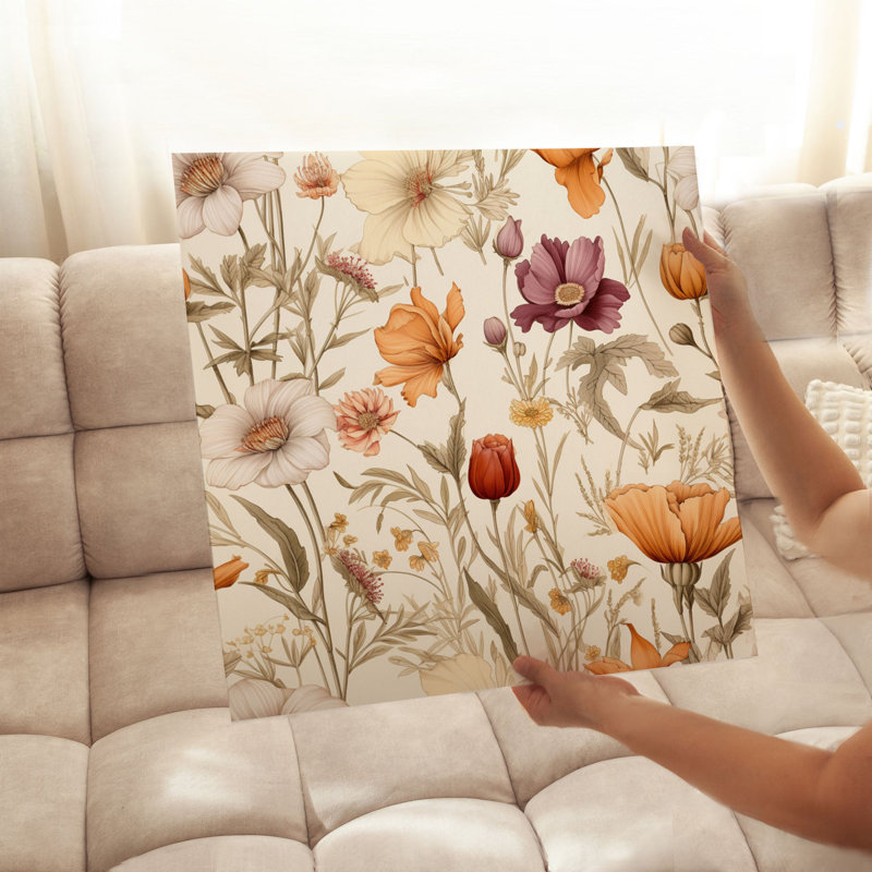 «Botanical Wildflowers», motif de chalet sans cadre, H 14 po x l 14 po