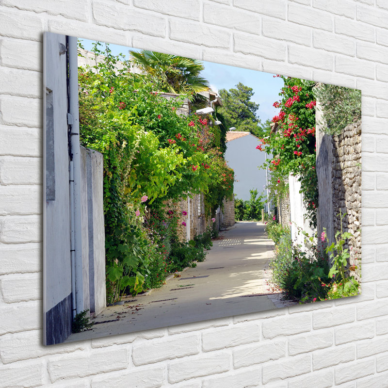 Flowery Alley - No Frame Print on Glass
