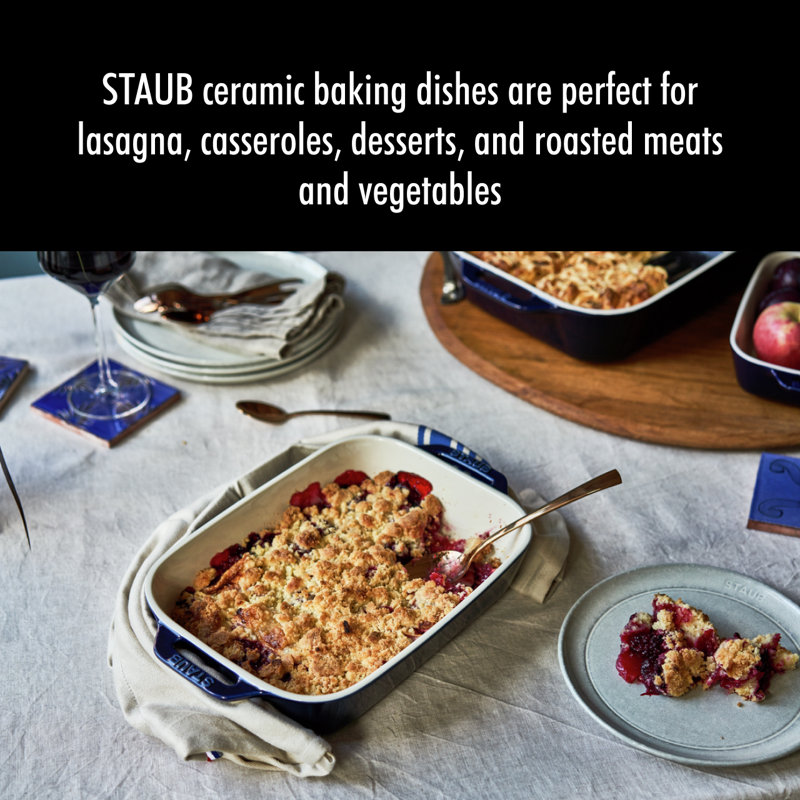 Staub Ceramic 2-piece Rectangular Baking Dish Set, Dark Blue