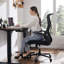 Chaise ergonomique en filet avec accoudoirs rabattables, soutien lombaire, dossier pour bureau personnel-1490446352