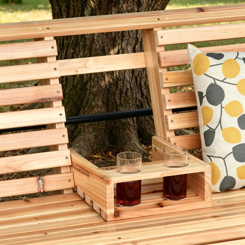 Balancelle en bois 3 places avec porte-gobelets et chaînes