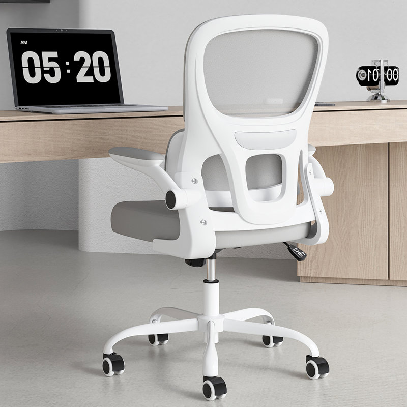 Chaise de bureau ergonomique en filet avec support lombaire - Accoudoirs rabattables, roulettes pour la maison / le bureau / d'étude (capacité de 350 lb)