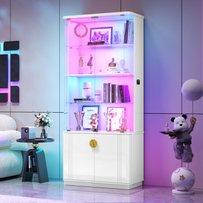 Vitrine 71 po avec lumières RVB et armoire de rangement verrouillable à 6 niveaux