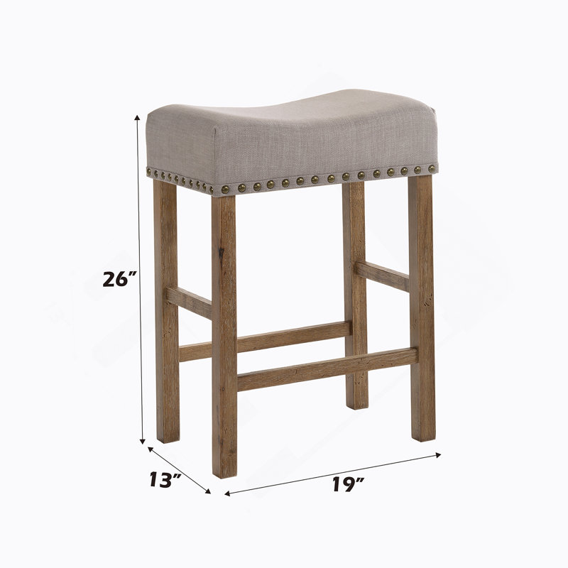 Tabouret à hauteur de comptoir en lin et chêne vieilli (ensemble de 2)
