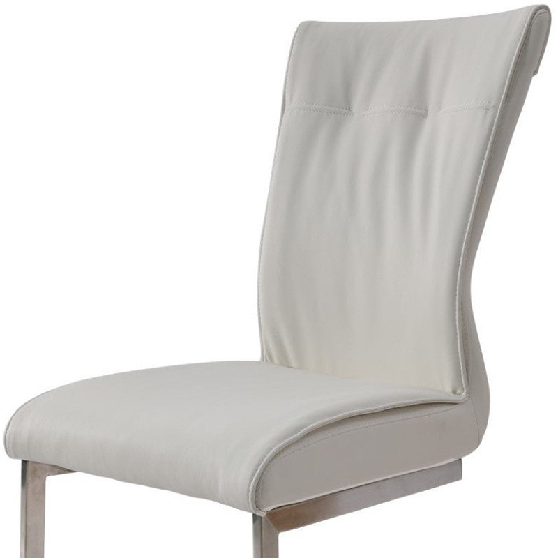 Ensemble de deux chaises d'appoint blanches et argentées en similicuir, Blanc