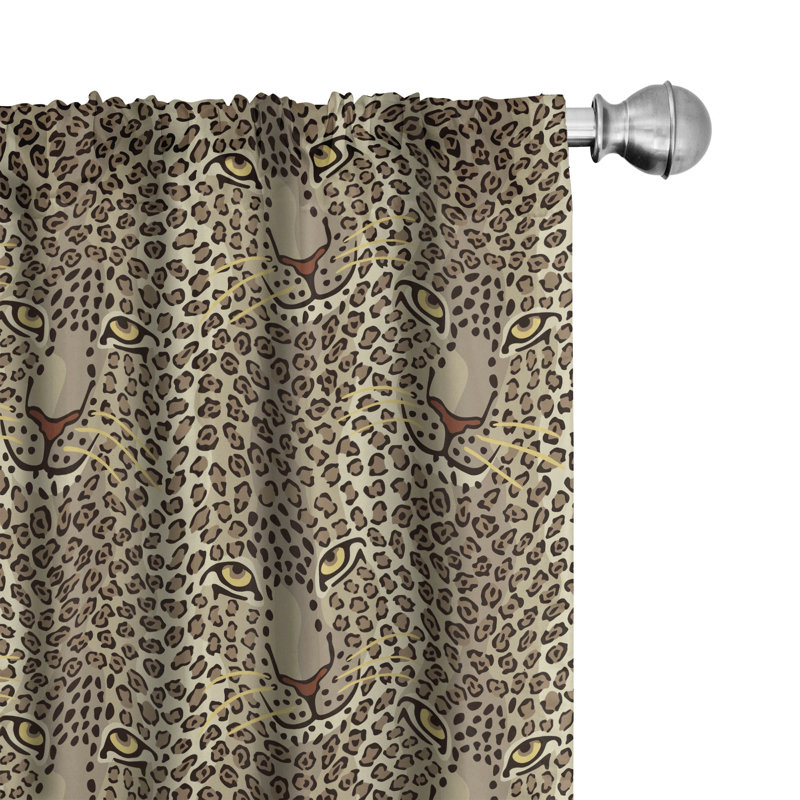 Leopard Print Semi-Sheer Rod Pocket Curtain Panels, 28" x 84"