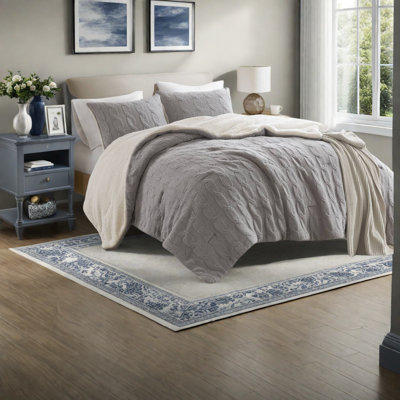 Ensembles de literie en chenille confortable, double / grand, design gris moderne pour le confort de la maison